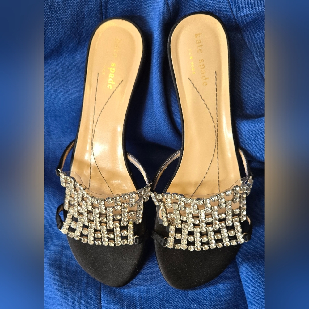 Kate Spade Italian crystal slides low heel 8½M